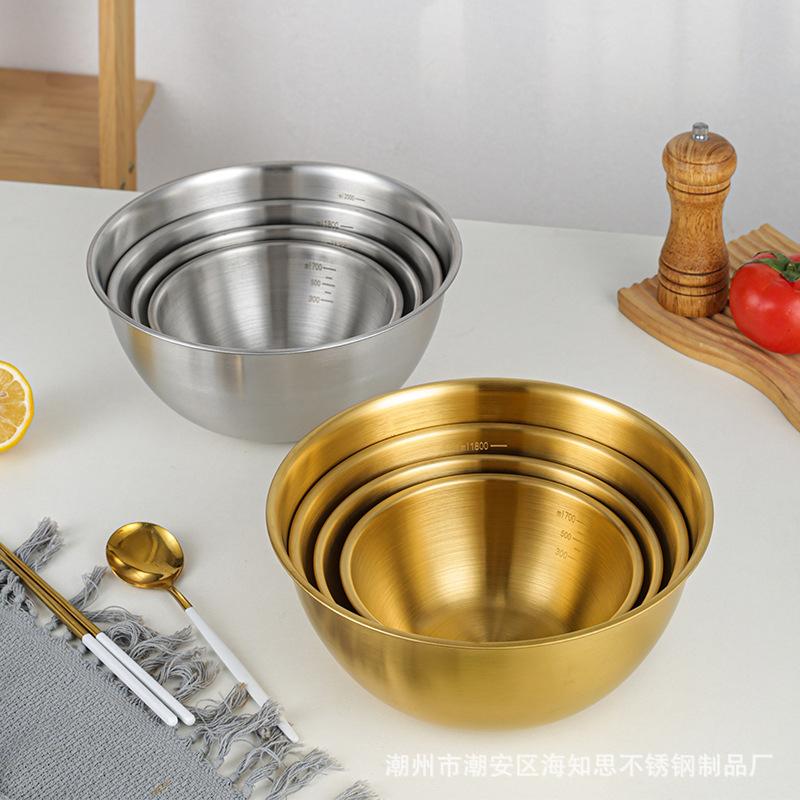 3Pcs Stainless Steel Salad Bowls Set Oven Safe Durable Kitchen Mixing Bowls With Measurement Marks For Baking And Mixing