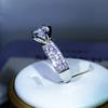 925 Silver Luxury Sparkling Six-Claw White Zircon Ring For Ladies Party Reception Jewelry Gift