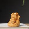 God of Wealth Solid Wood Sandalwood Carving Ornament – Handheld Creative Cultural Decor