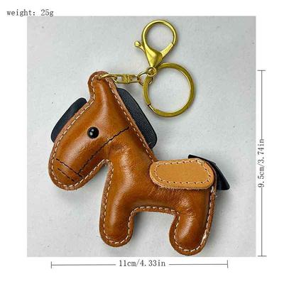 1 Piece Charm Leather Animal Keyfob Cute  Women Men'S Cartoon Horse Keychain Car Keyring Bag Pendant For Friends Gifts
