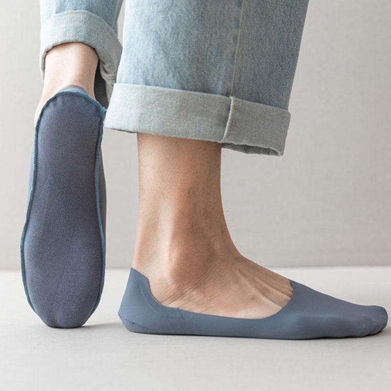 5 Paar Herrensocken Baumwolle Atmungsaktiv Sommer Ultradünn No Show Eisseide Socke Silikon Rutschfeste Sohle Schweißabsorbierend Herren Bootssocke