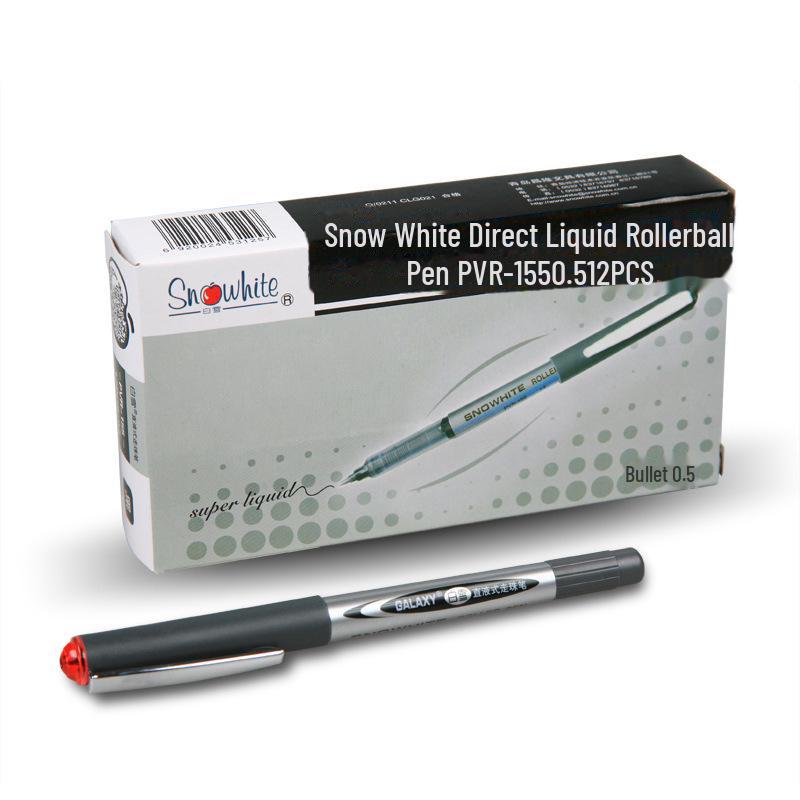 Snow White Quick-Dry 0.38mm Liquid Ballpoint Pen, Refillable, Large-Capacity for Office & Study