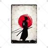 Retro-Kunst im japanischen Stil, Vintage-Samurai-Poster, Blechschild, dekorative Metalltafel, Wandplatte, Schilder, Wohnzimmer, Schlafzimmer, Heimdekoration