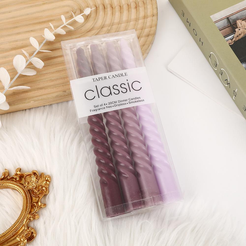 Gradient Color Threaded Long Rod Candle Home Romantic Wedding Decoration Spiral Rod Wax