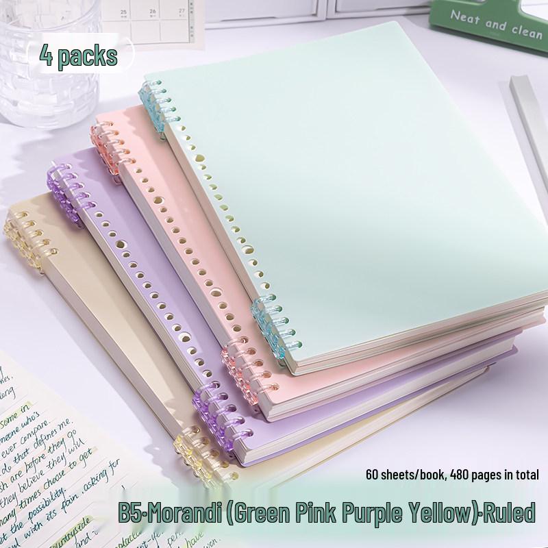 Morandi Colors Detachable Coil Notebook - B5, A4, A5 - Student-Friendly, High-Quality Loose-Leaf Design