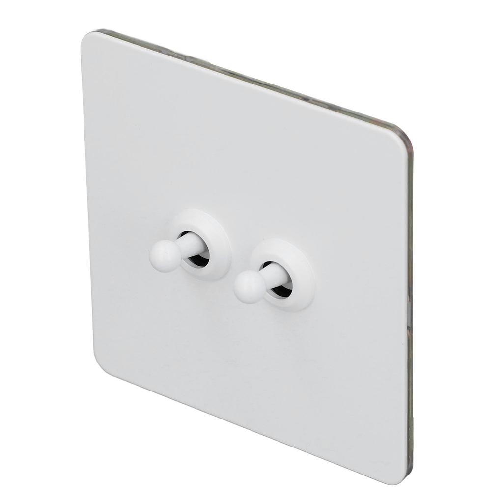 Wall Toggle Switch Stainless Steel Panel Insulated PC Base 2 Gang 2 Way Double Pole Toggle Switch Minimalist White