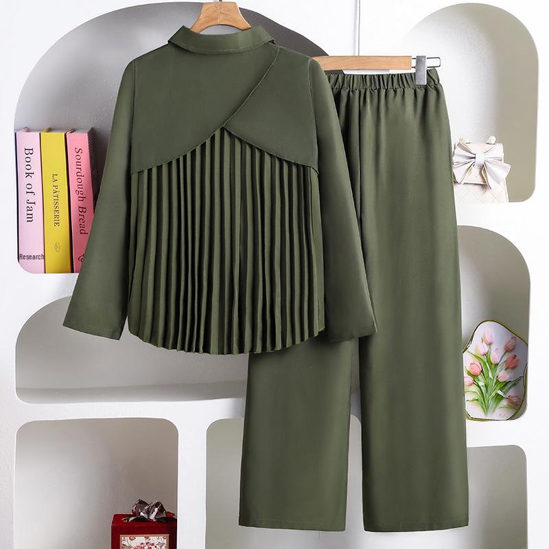 Rudens '25 Laisvalaikio Klostuotos Blūzės ir Plačių Kelnių Rinkinys Vaikams