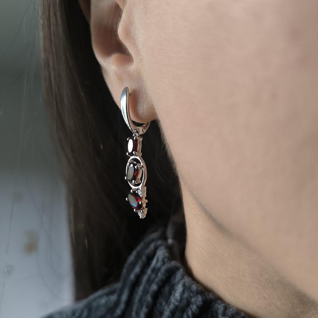 Серебряные серьги с натуральным гранатом 3.442ct (2195870)