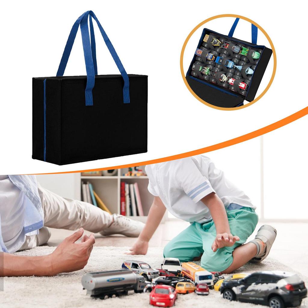 Toy Case Storage Bag with Zippers Carrier Lightweight Holds 18 Mini Toys Cars Gift Protection