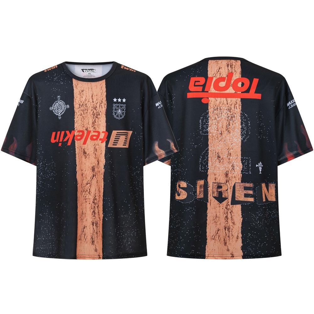 Blue White Striped Jersey Short-sleeved Mesh Tee Fashion New Letter Pattern Eagle Print T-shirts