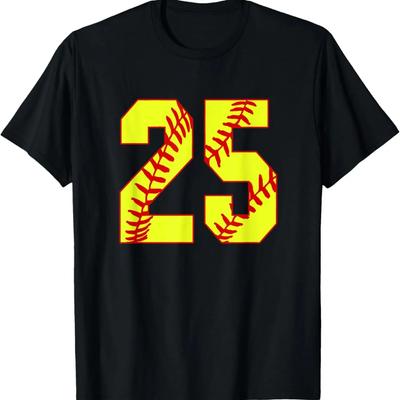 Softboll #25 Fast Pitch Älskar Softboll Mamma Favoritspelare T-shirt