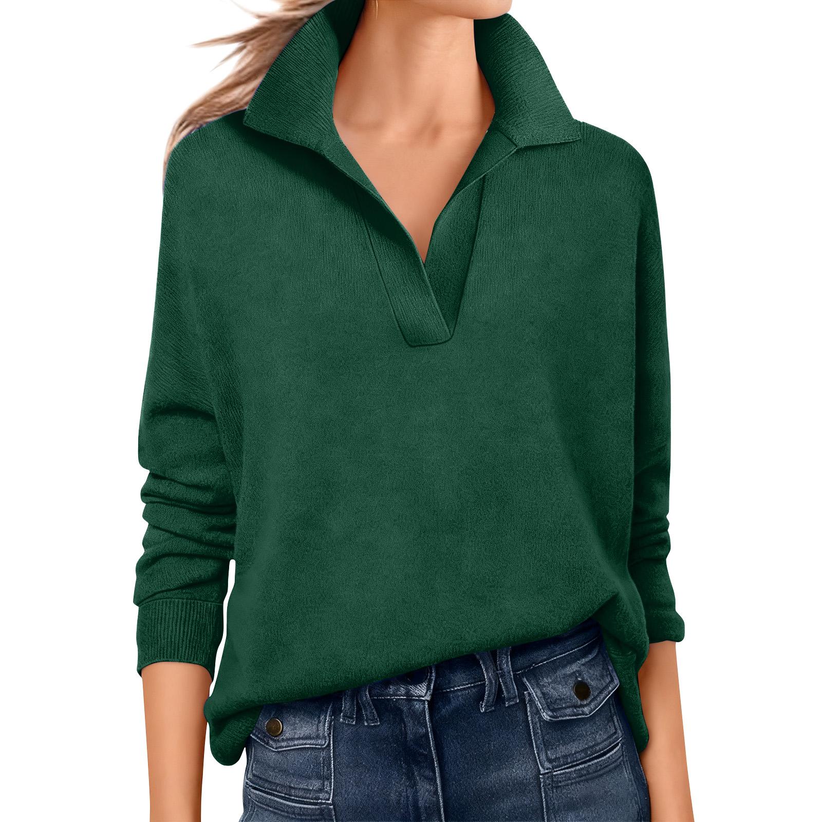 

Женский модный длинный пуловер с V-образным вырезом, вязаный свитер-топ XL армия зеленый