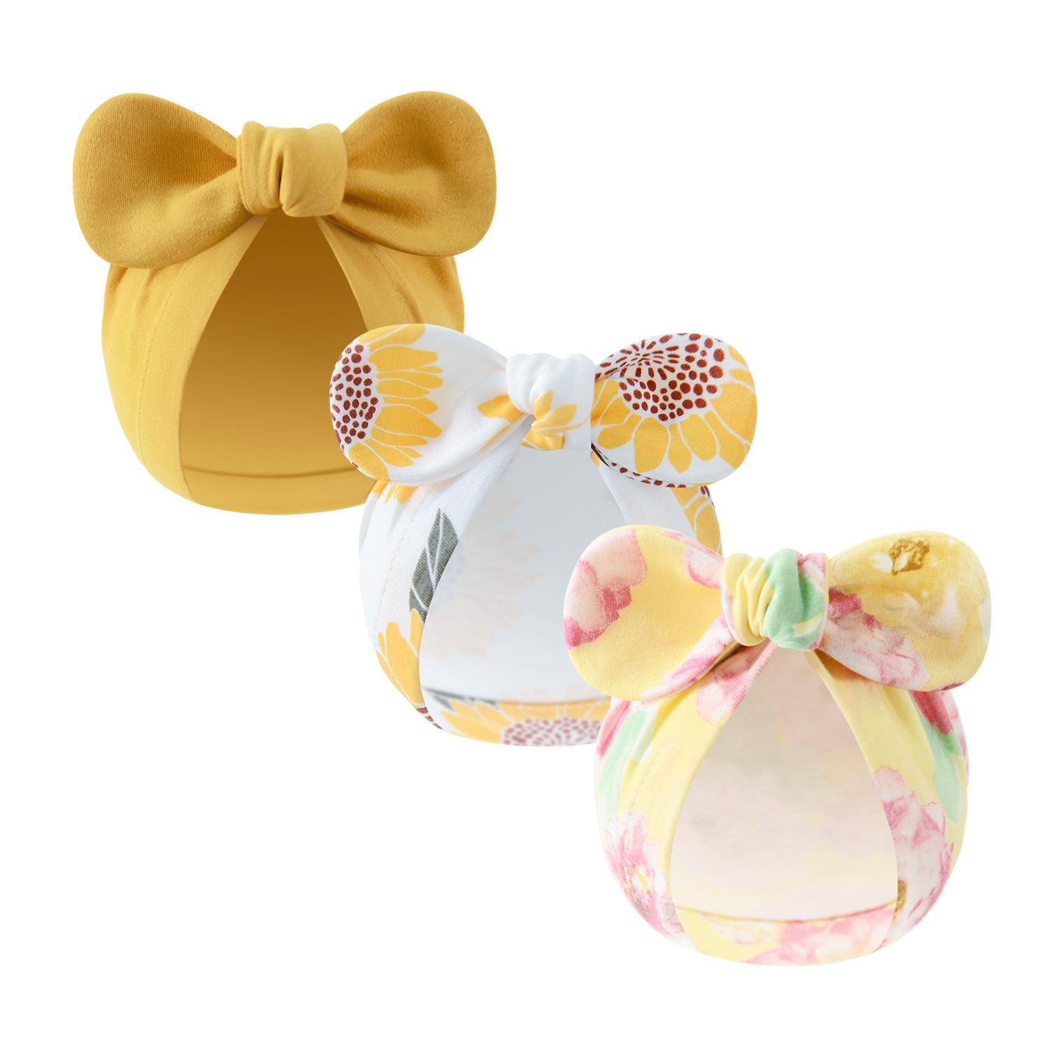 

3 шт. Детская хлопковая шапочка двусторонняя с дизайном банта мягкая шапочка для младенца новорожденный дышащий головной убор регулируемая нежная защита защита родничка