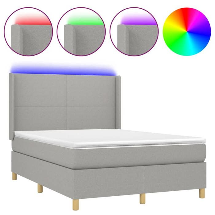 VidaXL Sommier à Lattes de Lit avec Matelas et LED, Lit Rembourré, Lit Double, Lit Adulte de Chambre à Coucher Intérieur, 3138709