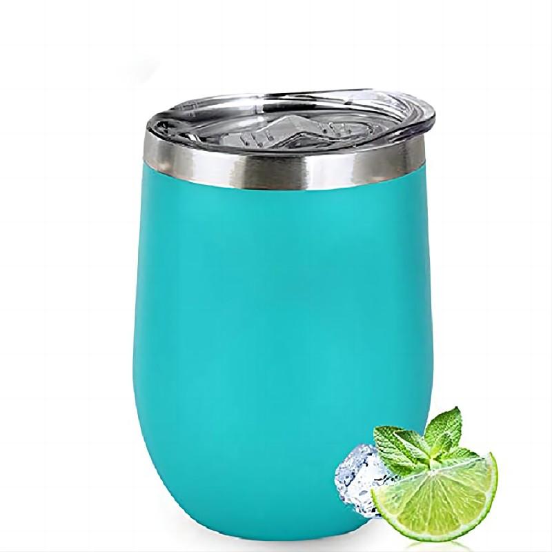 12oz Wine Tumbler with Lid, Stainless Steel Travel Mugs Stemless Double Wall Insulated Coffee Cup, Insulated Wine Glasses Travel