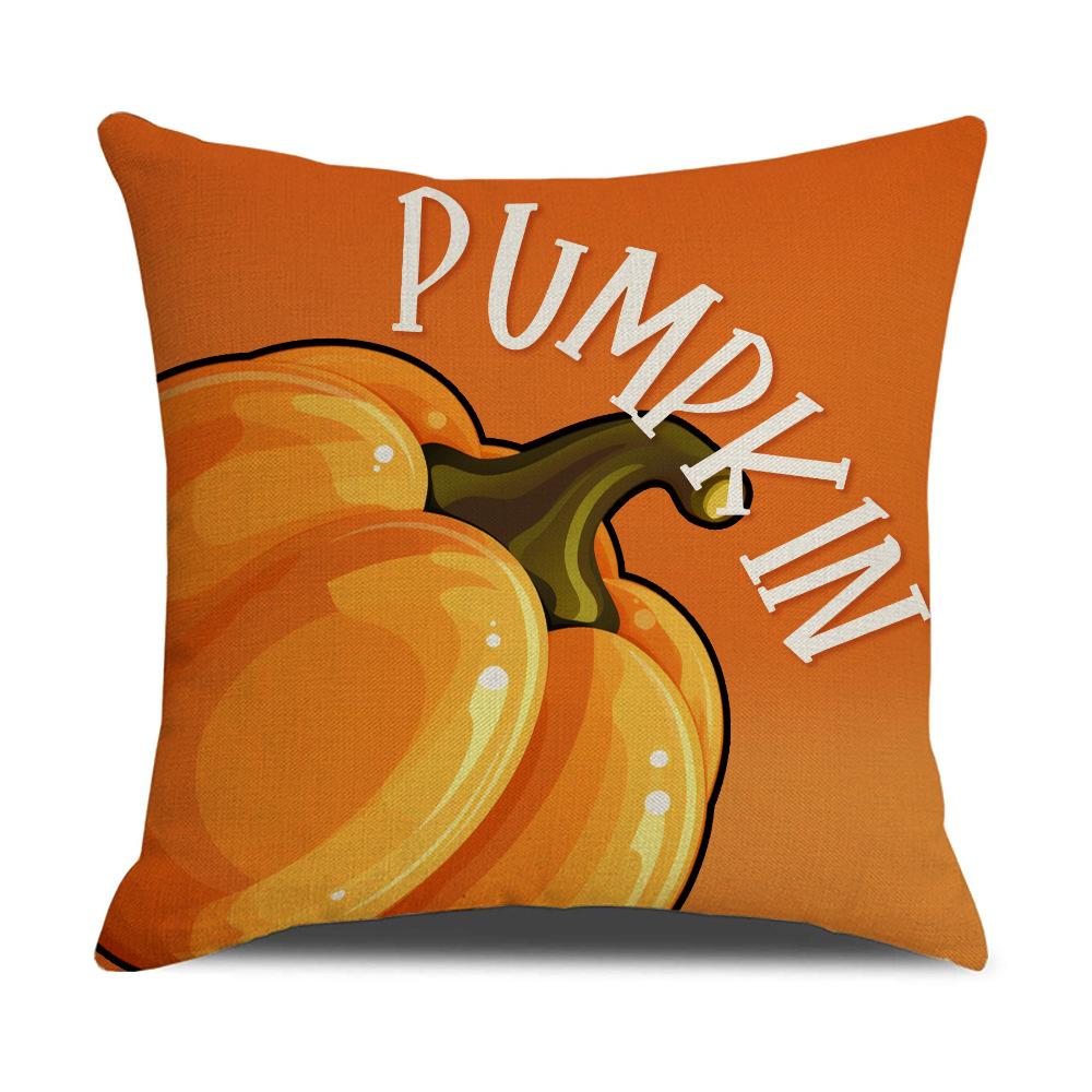 Linen Orange Pumpkin Thanksgiving Pillowcase Autumn Harvest Festival Pillowcase Sofa Pillowcase Cushion