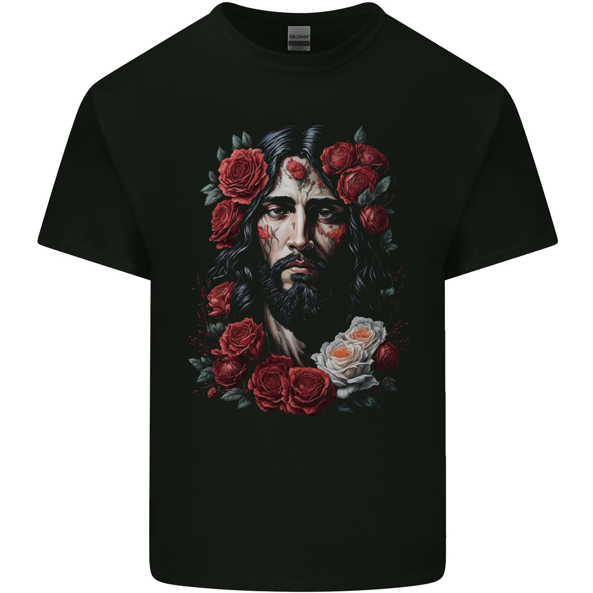 Jesus Christ With Roses Unisexs Light Cotton TShirt S