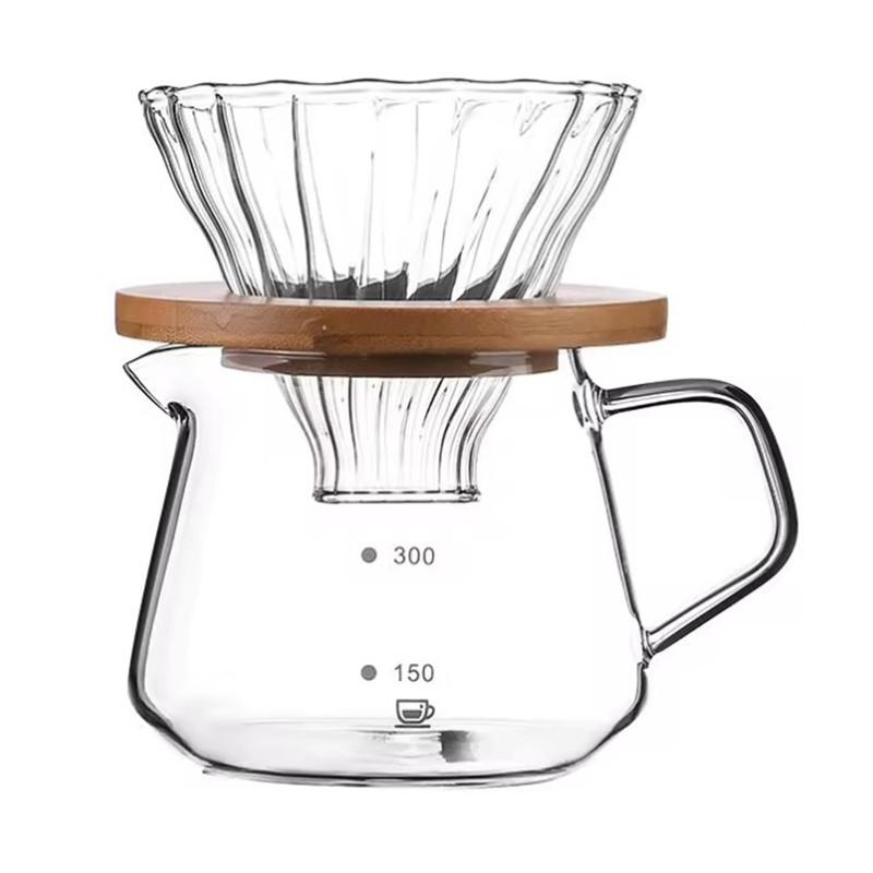 1pcs 300ml/600ml Pour Over Coffee Maker Set Glass Carafe Coffee with Glass Coffee Filter Drip Coffee Maker Set For Home Shop Bar