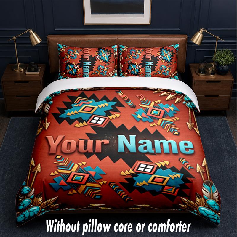 American Patriotic Theme Custom Text Or Name 3Pcs Bedding Set,1 Flat Sheet & 2 Pillowcases Personalized Home Bedding