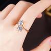 Huitan Unique Double Zircon Crystal Women Rings High End Stylish Stylish Nuptial Wedding Occasion Band Accessories Celebration Gathering Temperament