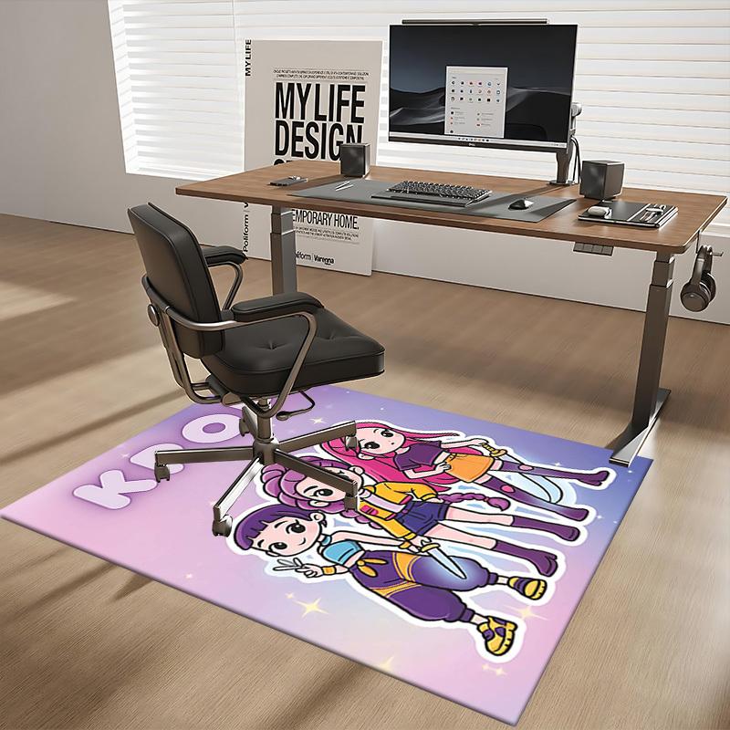 1pc KPOP Anime Cartoon Design Chair Mat - Festival Gift for Office, Home Decor, Living Room, Bedroom, Game Room - Non-Slip Carpet Suitable for All Sea