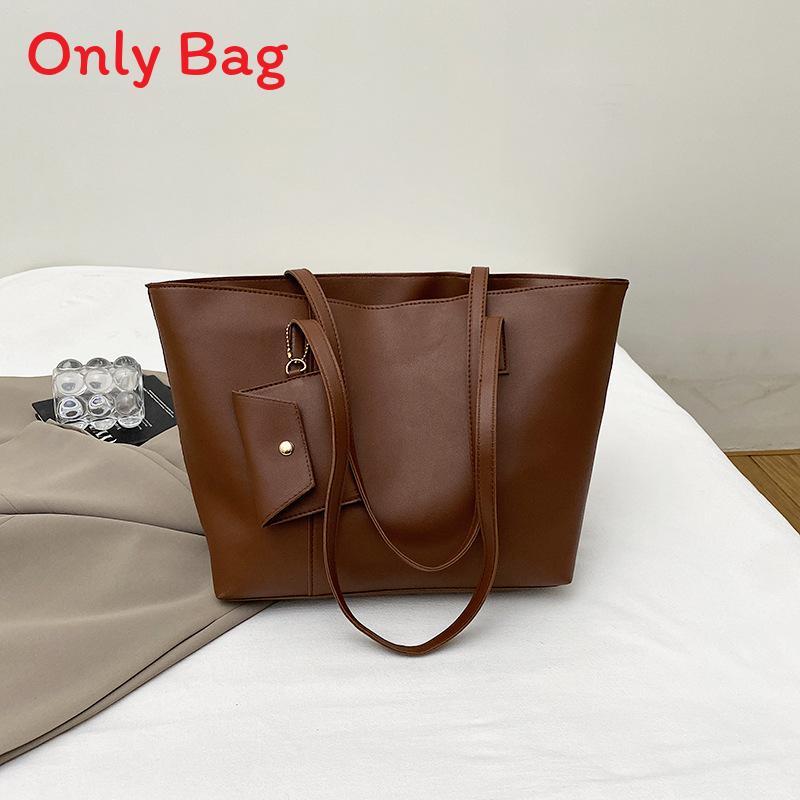 

Pu Material Tote Bag For Women With Zipper Closure And Inner Pouch For Daily Use кавовий