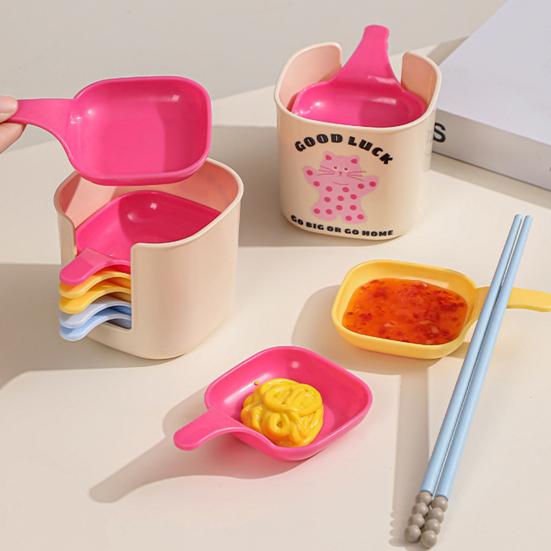 6Pcs Sauce Dish with Storage Rack Seasoning Dishes Dipping Bowls Small Food Storage Container for Candy Dessert Appetizer Nuts