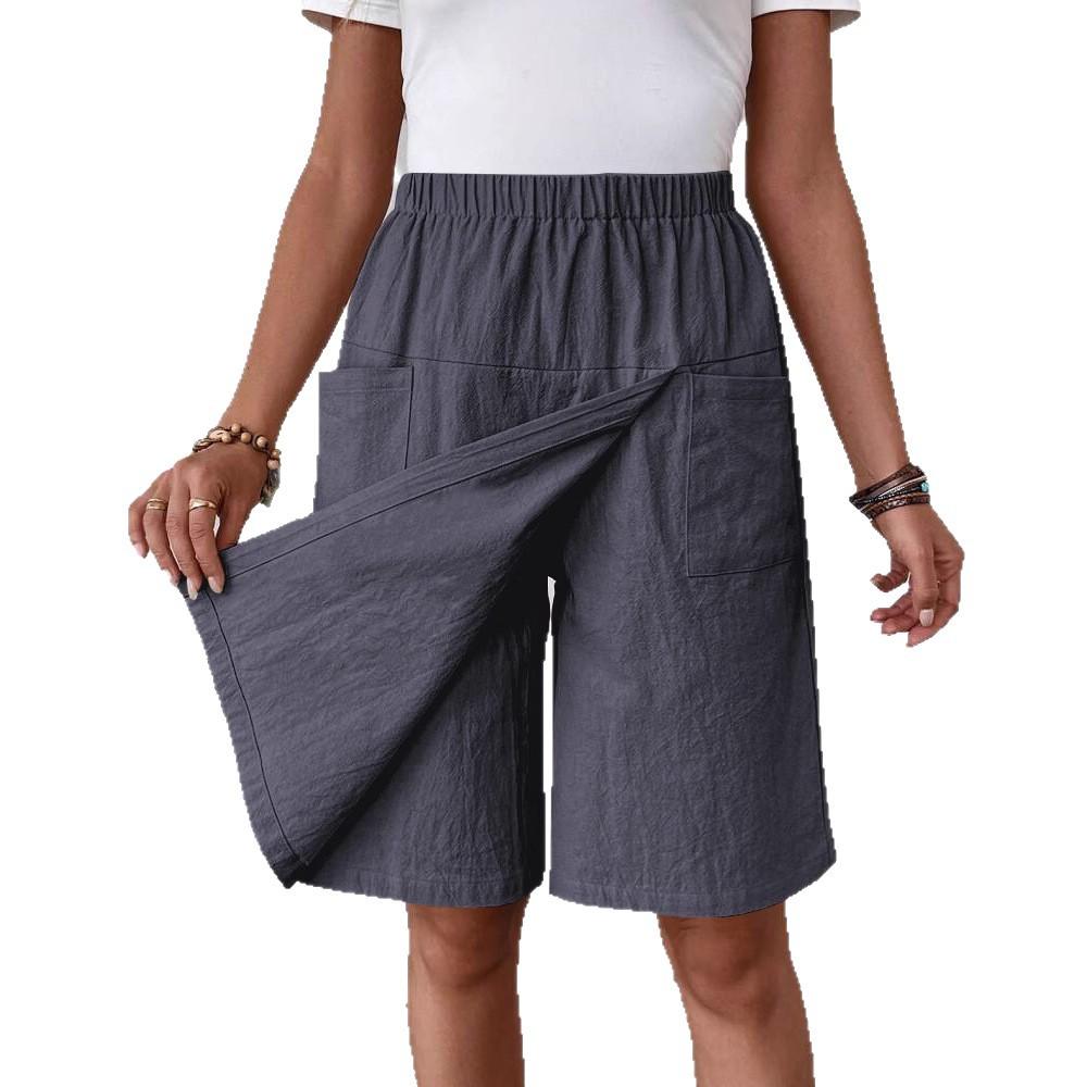 Women's Elastic Waist Side Pocket Midi Skirt In Multiple Colors