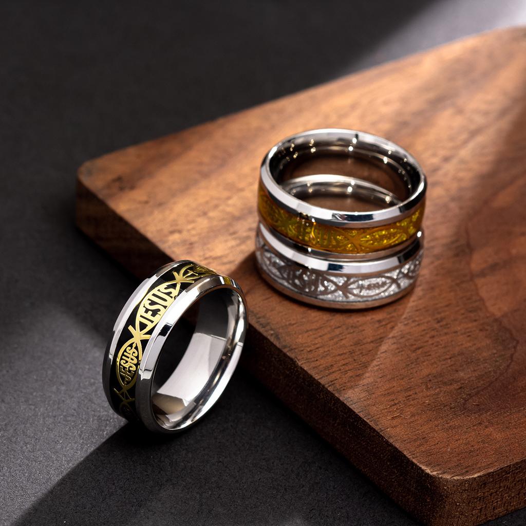 Jesus Letter 316 L Stainless Steel Ring For Religious Christian Men Women Gift Zircon Serenity Male Bible Cross