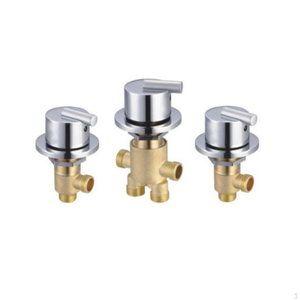 3 Pieces Diverter Control Mechanism with Trim Flange ChromeFinished Bathtub Brass for
