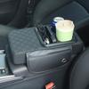 Universal Car Armrest Cushion Organizer - PU Leather Center Console Pad With Cup Holder, Phone Storage & Side Pockets, Multifunctional Armrest Cover