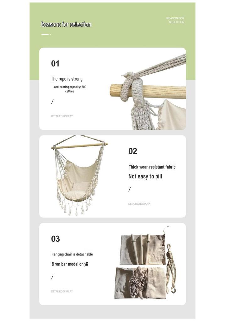 Indoor/Outdoor Hanging Hammock Chair for Bedroom, Balcony & Home - Thickened Swing Chair for College Students & Lazy Lounging