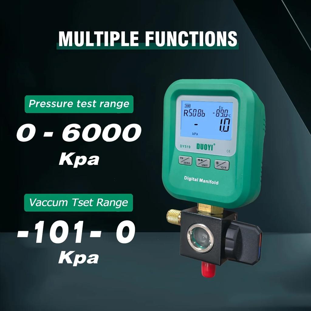 The DY519 digital pressure gauge is suitable for precise pressure measurement in therefrigeration system. digital pressure gauge