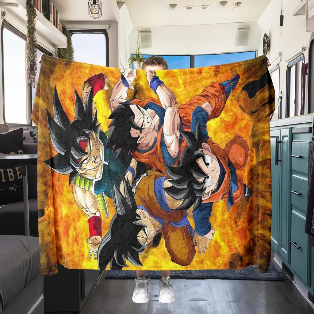 1 ks Flanelová deka s potiskem Dragon Ball Super, Vysoce kvalitní, Pro všechna roční období, Domácí dekorace, Teplo a pohodlí, Perfektní jako vánoční dárky