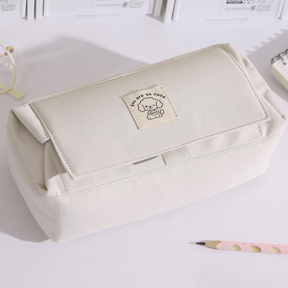 Canvas Pencil Case Puppy Pattern Stationery Storage Bag Creative Pen Bag  Student Supplies