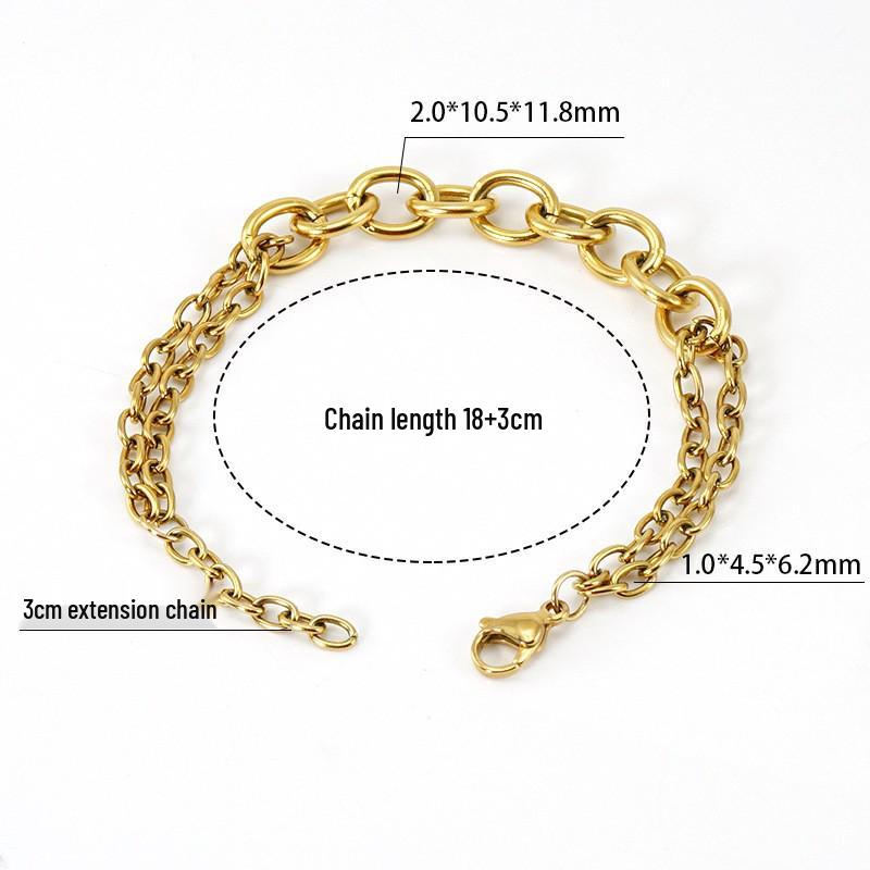 

Евро-американский модный браслет из нержавеющей стали с двойным слоем - Не выцветающий, Универсальное цепочное украшение для мужчин и женщин 18K Vacuum Plating золотой