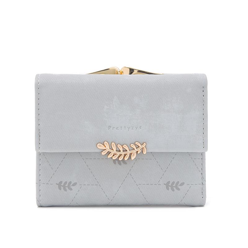 PU Hardware Leaf Buckle  Bag with Multiple Card Slots Coins Women's Coin Purse