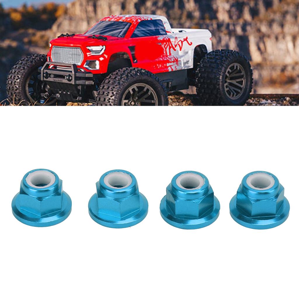 4Pcs RC Car Nuts M4 Aluminum Alloy 4mm Inner Diameter RC Car Accessory for 1 Celsius 10 Remote Control Vehicle