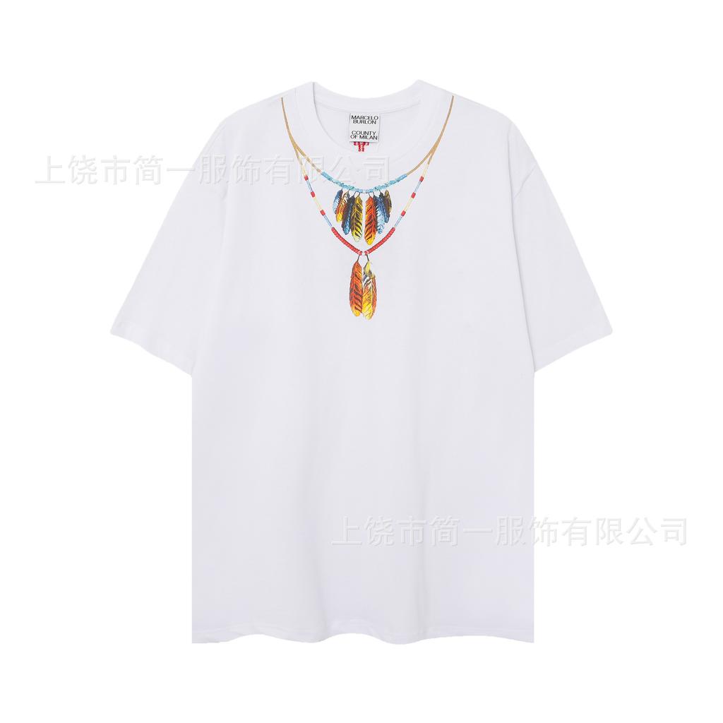 Summer Men's and Women's Same Fashion Trend T-shirt Personalized Trend Wing Printing Comfortable and Simple