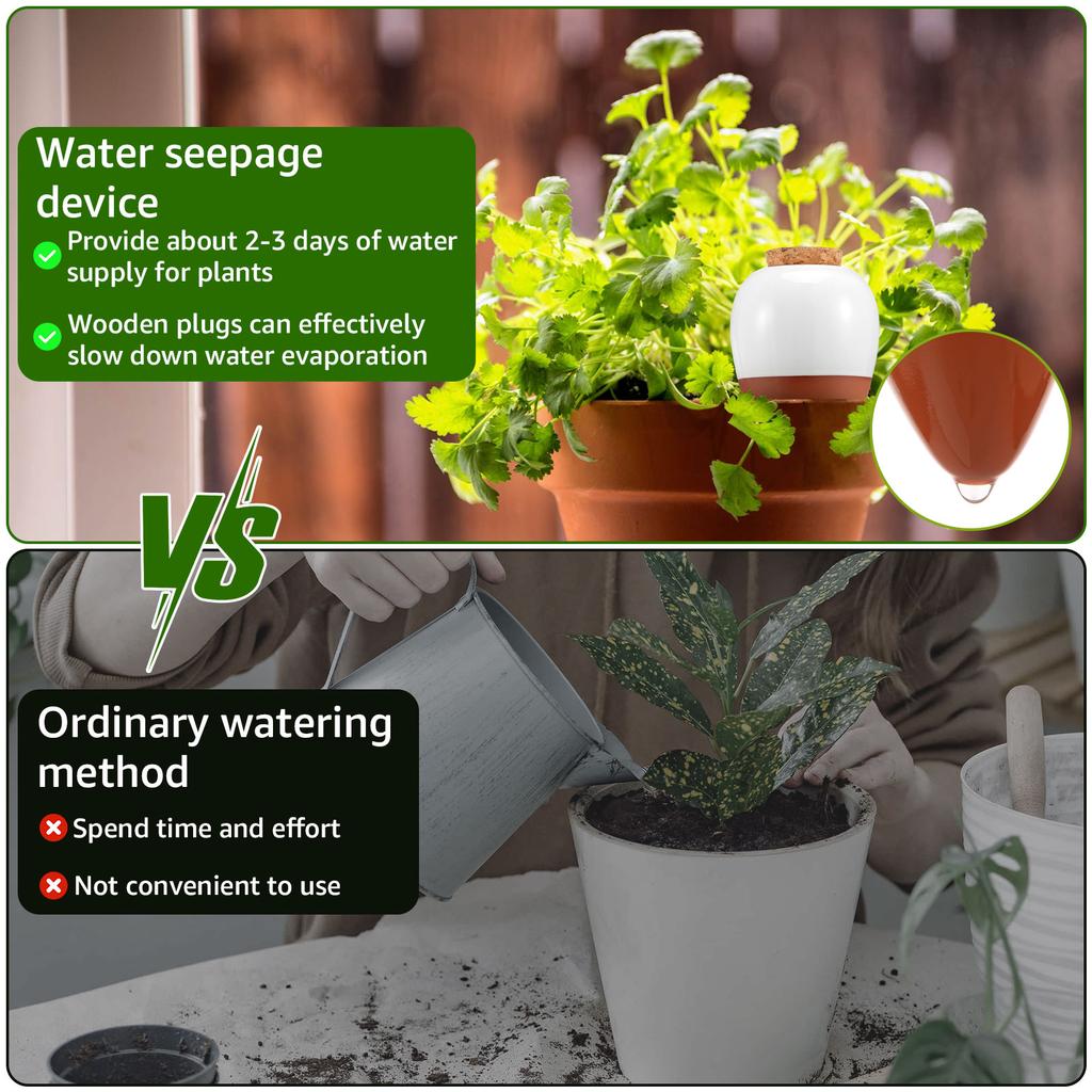 4Pcs Plant Self Watering Globe Ceramic Self Watering Spike with 320ml Capacity Flowerpot Automatic Watering Device for Garden