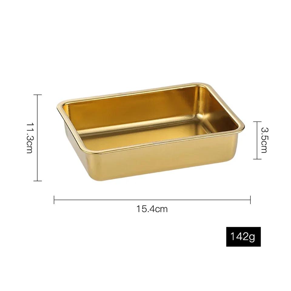 304 Stainless Steel Double Ear Rectangle Snack Plate Fried Chicken Plate Restaurant Creative Candy Fruit Serving Tray Tableware