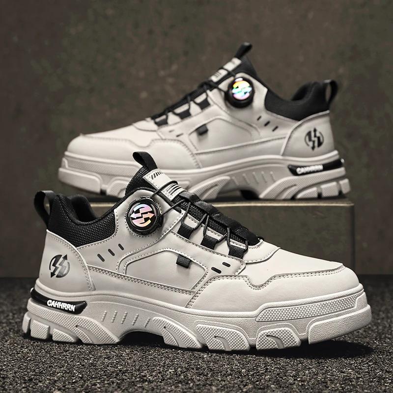 Men's Sneakers Fashion Leather Boots Outdoor Tactical Breathable Boots Hiking Casual Shoes Non-slip Men Ankle Boots