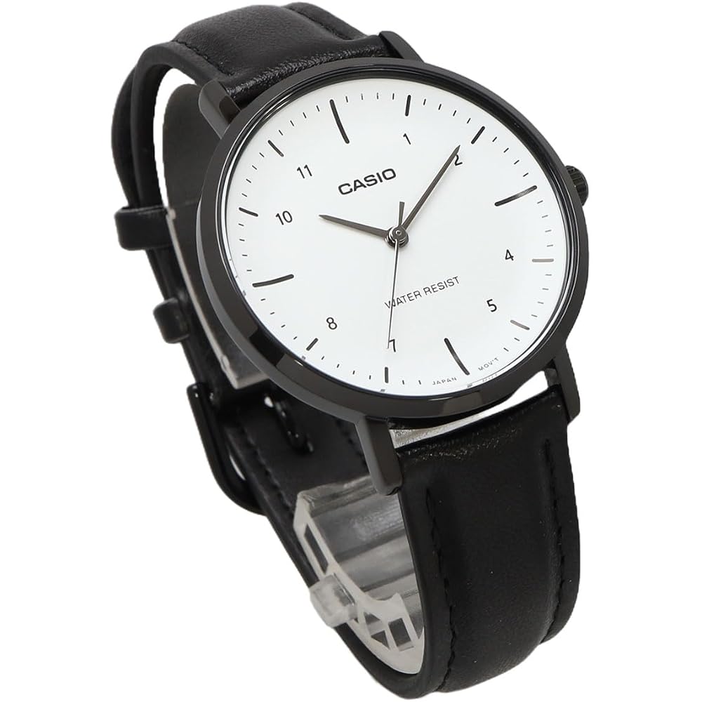 Casio Analog Quartz Women's Watch LTP-VT03BL-7B White Black Leather Band Imported Model