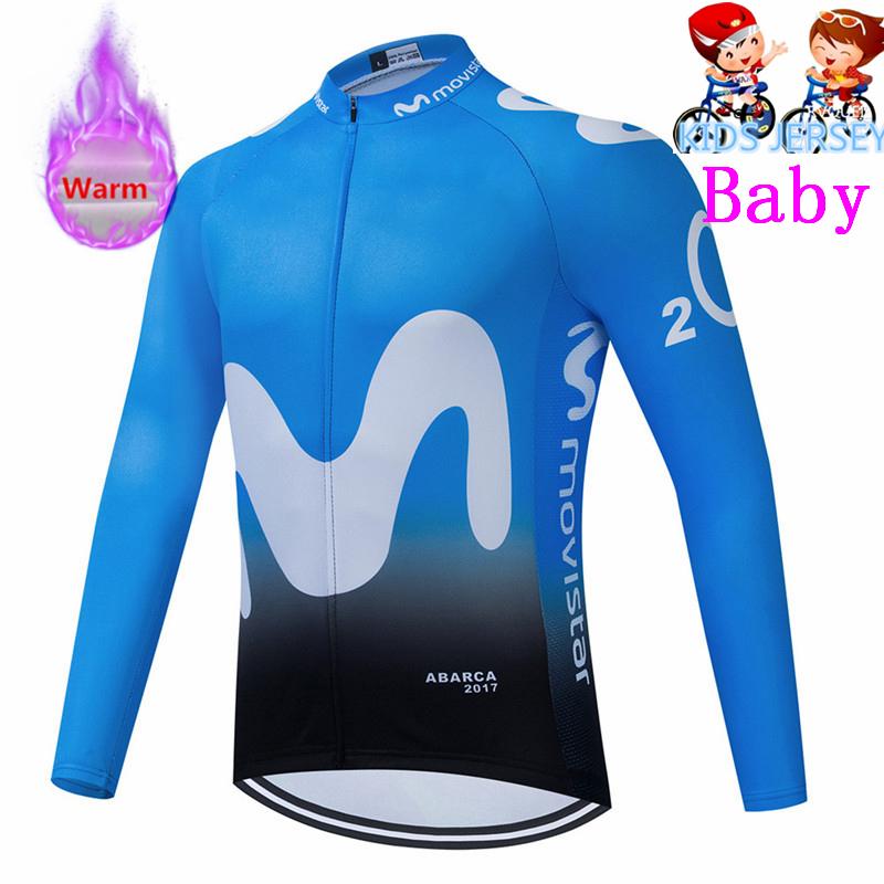 

Movistar Team Winter Thermal Fleece Cycling Clothes Kids Long Sleeve Jersey Suit Outdoor Riding Bike MTB Clothing Pants Set 2026 Winter Velvet Warm S