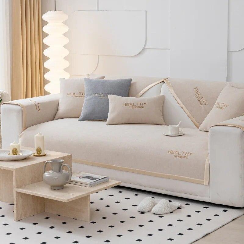 Pernă de canapea universală din chenille în patru anotimpuri Covoraș anti-alunecare pentru canapea secțională prosop broderie husă de canapea pentru sufragerie