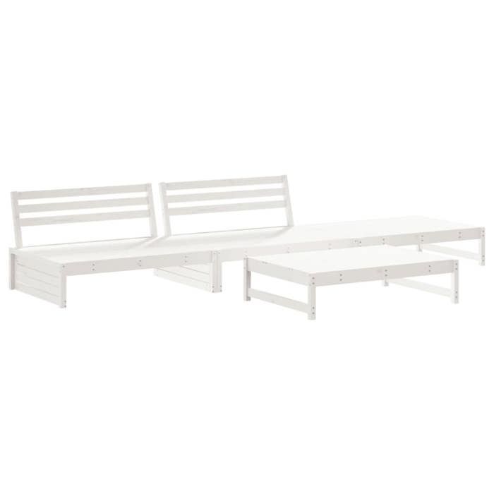 Exclusive House - 4 Pcs Garden Furniture Set with White Cushions Solid Wood