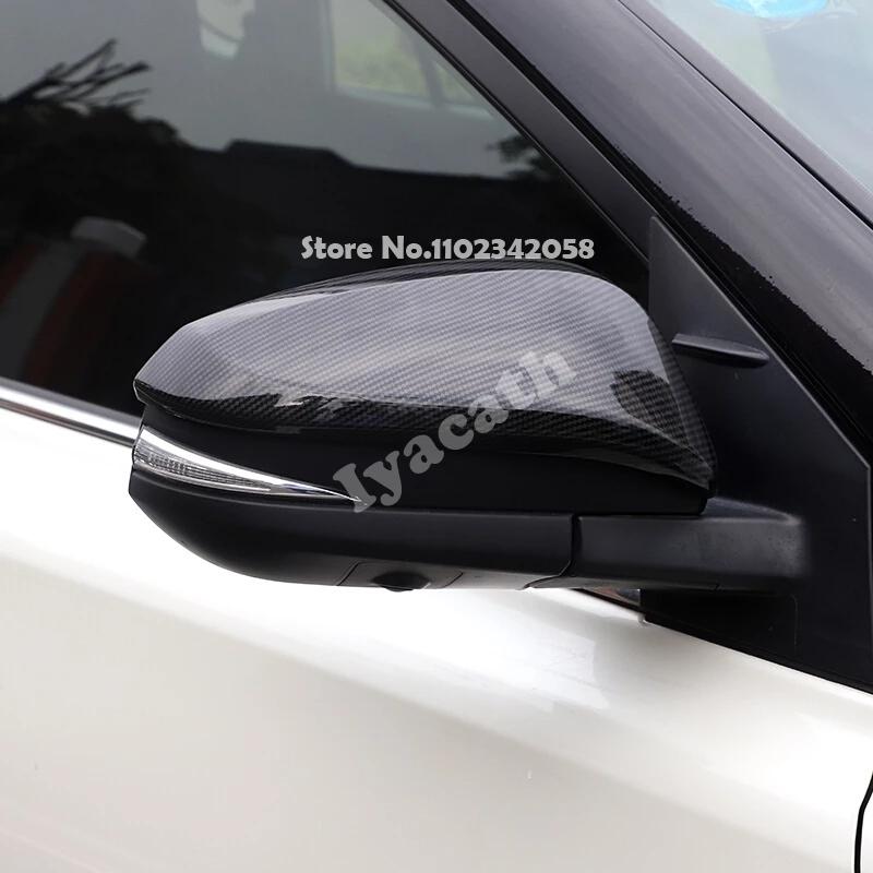For Toyota RAV4 RAV 4 2014 -2018 ABS black carbon Rearview Mirror Visor Rain Eyebrow Rear View Protector Cap Anti-rubbing strip