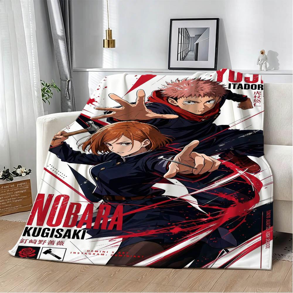 Cartoon Jujutsu Kaisen Anime 3D Flannel Blanket Soft Throw Blanket Art For Home Decor Bedroom Bed Sofa Cover Picnic Fans Gifts
