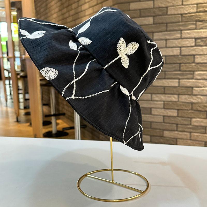 Korean Leaf Pattern Fisherman Hat For Women With Foldable Wide Brim Retro Style Adjustable Size Sun Protection
