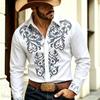 Retro floral 3D printed men's shirt, Western denim button up long sleeved shirt, men's lapel casual fashion shirt, plus size